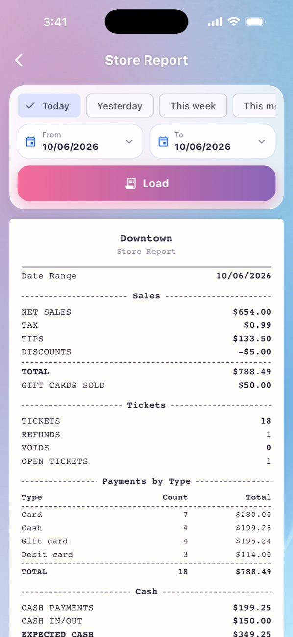 EraPOS Hub: End-of-day report